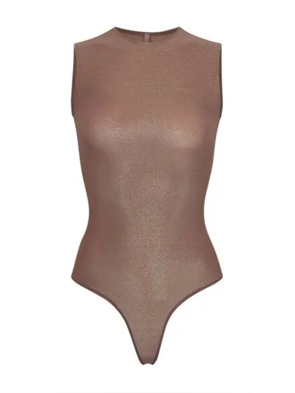 Skims Shimmer Crew Neck Bodysuit Size Small Tan Sparkly Night Out Thong Sheer